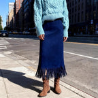 Women's Fashionable Elegant Long Suede Skirt Comfortable Slim Fit - DanaFashionstore