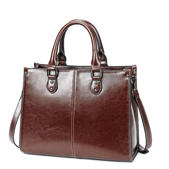 Oil wax stitching leather handbag - DanaFashionstore