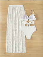Swimsuit Elegant Gathered Long Skirt Bikini Three Pieces - DanaFashionstore