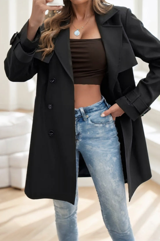 Elegant Belted Trench Coat For Women
