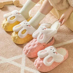 Cute Rabbit Shoes Winter Fuzzy Slippers Women Detachable Washable House Shoes - DanaFashionstore