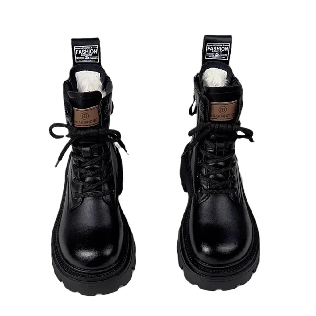 Fur Integrated Thick Bottom Female Winter Fleece-lined Cotton Boots - DanaFashionstore