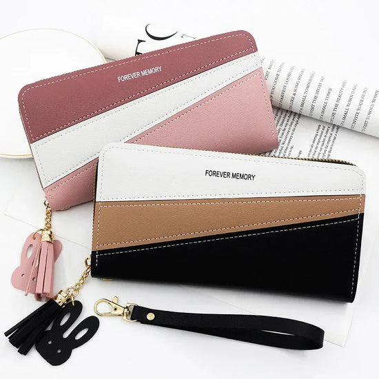 Simple Long Color Matching Fashion Coin Purse Card Holder Handbag - DanaFashionstore