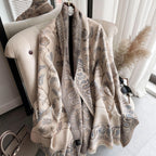 Women's Neck Warmer Office Blanket Cashmere-like Tassel Warm Scarf - DanaFashionstore