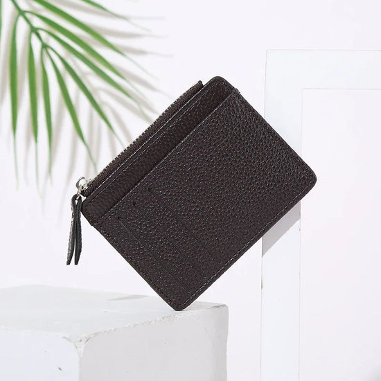Women's Bag Holder Zipper Solid Color Lychee Pattern Business Cards - DanaFashionstore