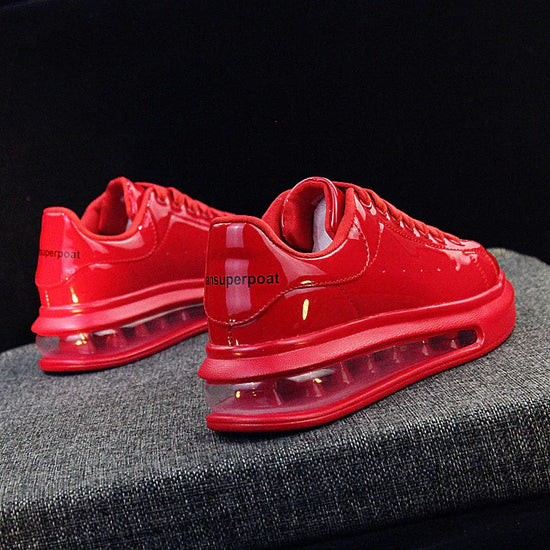 Patent Leather Shiny White Shoes For Men Couple Models All-match Korean Sports Shoes Men - DanaFashionstore