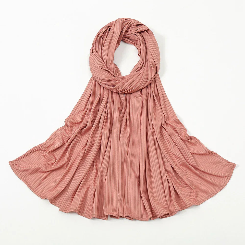 Women's Knitted Thread Cotton Striped Solid Color Scarf - DanaFashionstore