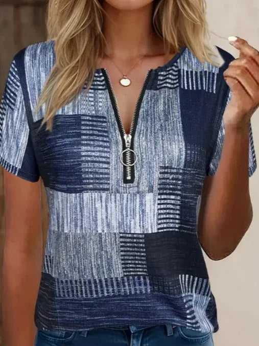 Fashion Casual All-match Square Pattern Short Sleeve - DanaFashionstore