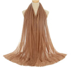 Pleated Viscose Yarn Monochrome Scarf Natural Wrinkled Cotton And Linen Burrs - DanaFashionstore