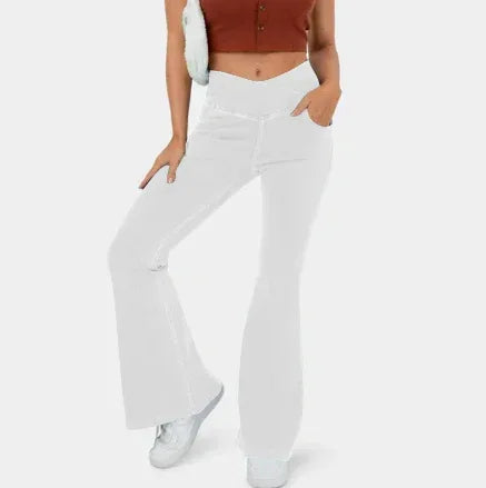 High Imitation Denim Bell-bottom Pants Cross-border Hip Lifting European And American Women Bell-bottom Pants - DanaFashionstore