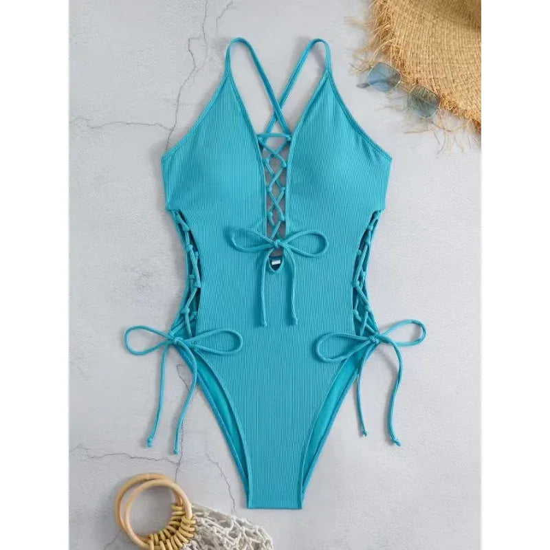 European And American Sexy Backless Siamese Bikini Swimsuit - DanaFashionstore