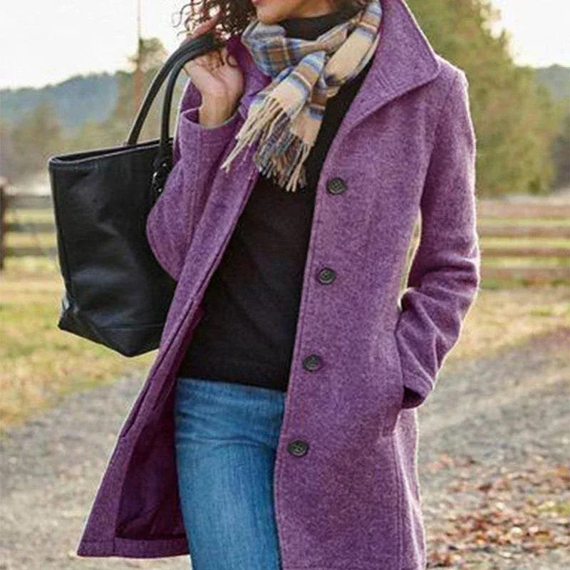 Winter Single-breasted Lapel Coat Fashion Commuter Slim Mid-length Jacket Women's Clothing - DanaFashionstore