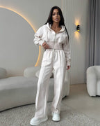 Cinched Hoodie Sweater Casual Cotton Suit