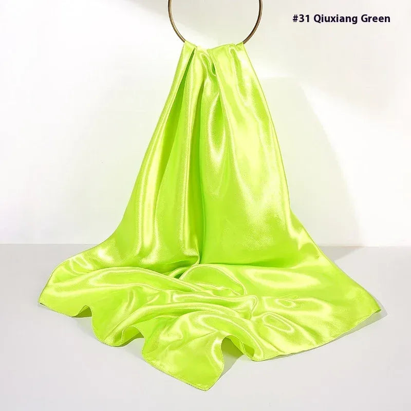 Pure Color Silk Scarf Artificial Silk 90cm Shiny Satin Shawl - DanaFashionstore