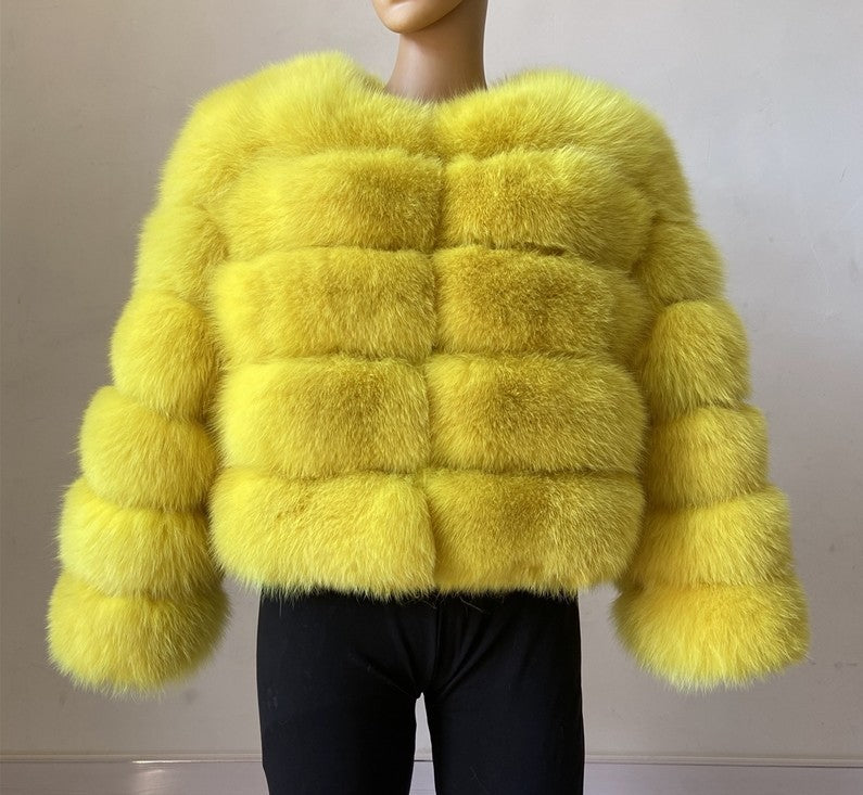 Women's Fox Fur Coat Coat Warm Fluffy