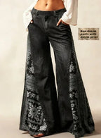 Bohemian Side Print Wide-Leg Pants - DanaFashionstore