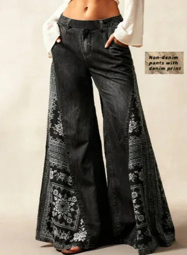 Bohemian Side Print Wide-Leg Pants - DanaFashionstore