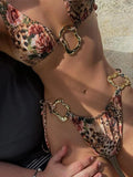 Sexy Bikini Suit Lace-up Printing Low Waist Women's Halter - DanaFashionstore