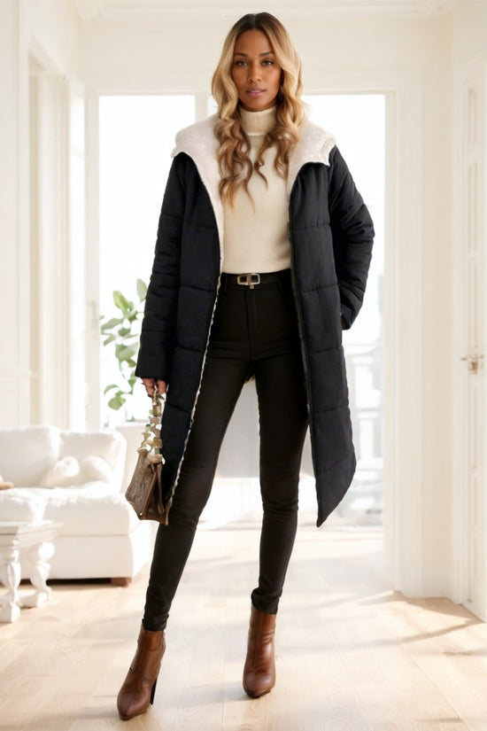 Women's Winter Long Sleeve Zip Up Hooded Cotton Padded Coat