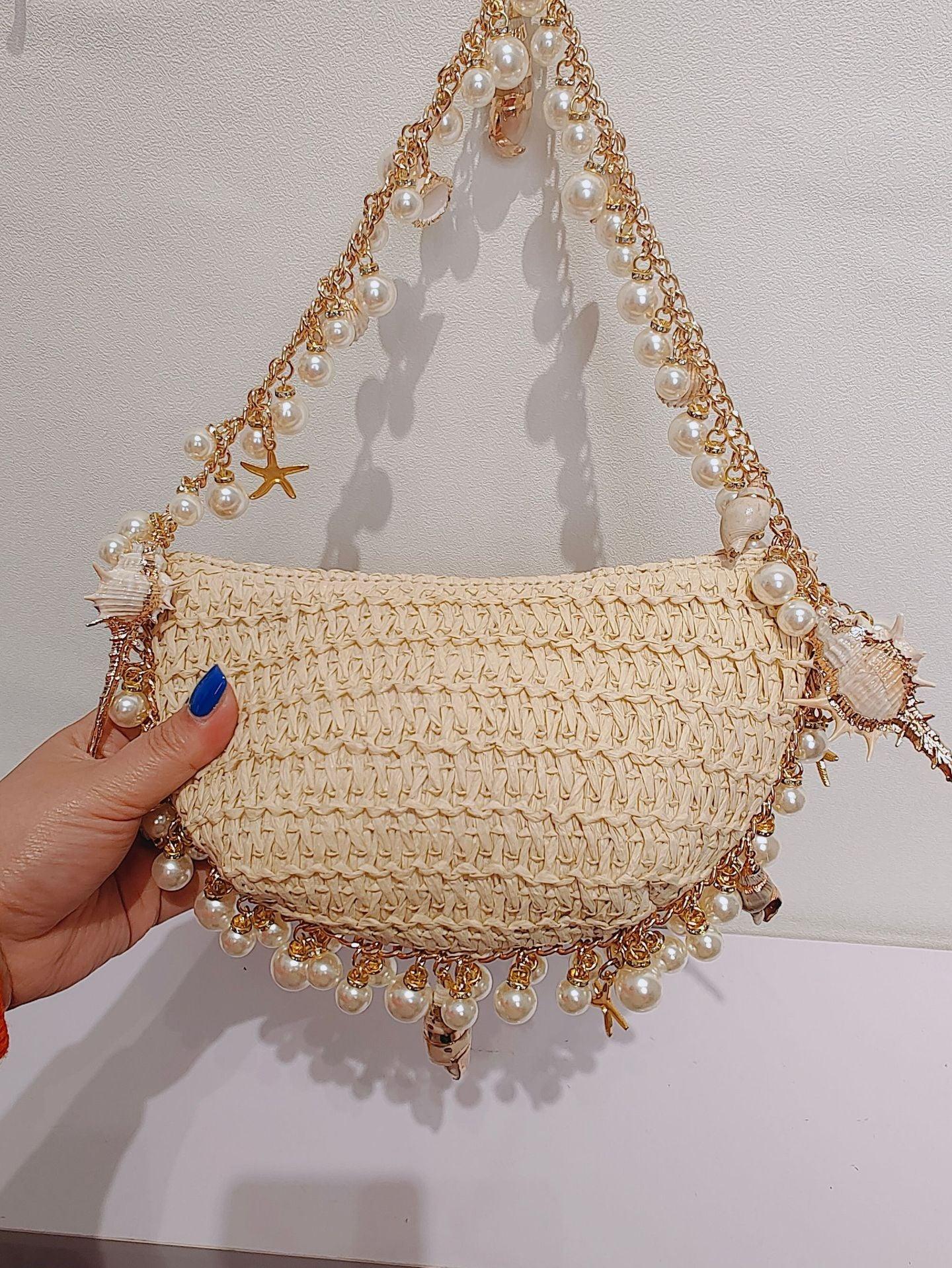 Summer Seaside Holiday Pearl Conch Straw Bag - DanaFashionstore