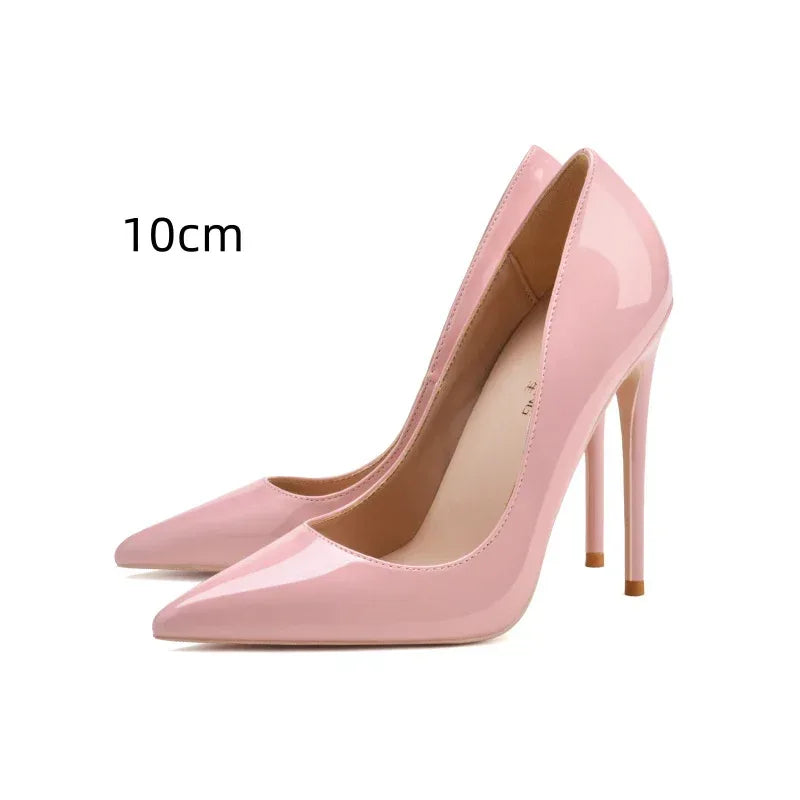 Pointed Toe Stiletto High Heels Size Patent Leather Single Shoes - DanaFashionstore