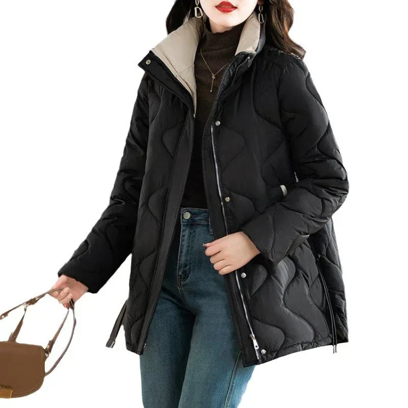 Mid-Length Loose Simple Cotton-Padded Coat 2026 - Minimalist Winter Jacket - DanaFashionstore