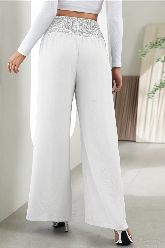 Fashion Straight Wide Leg Pants Elastic High Waist Casual Trousers For Women