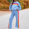 Fleece-lined Thick Rainbow Sweater Suit Women