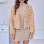 Faux Fur Long Sleeve Front Cardigan Short Coat
