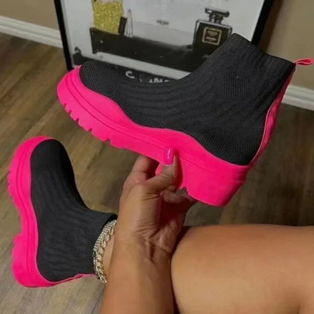 Fashion Sock Boots Platform Chunky Heels Shoes Women - DanaFashionstore
