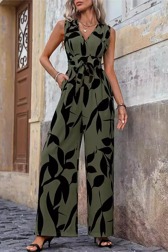 Fashionable High Waist Lace-up Wide Leg Jumpsuit For Women