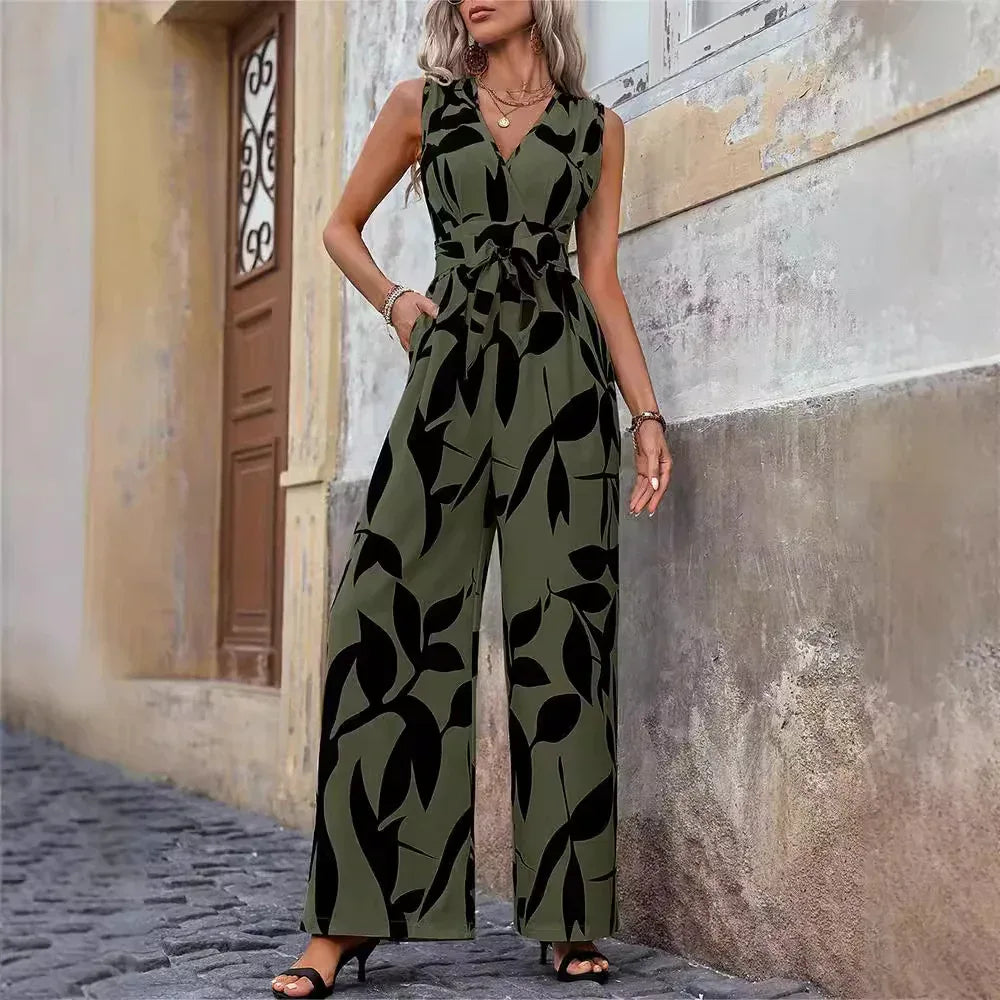 Fashionable High Waist Lace-up Wide Leg Jumpsuit For Women - DanaFashionstore