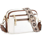 Triple-zipper Shoulder Bag With Floral Embroidered Straps Fashion Colorblock Multi-functional Crossbody Bags For Women - DanaFashionstore
