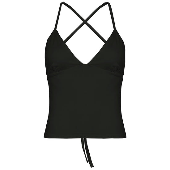 Solid Color And V-neck Hollow Out Strap Short Exercise Skirt Suit