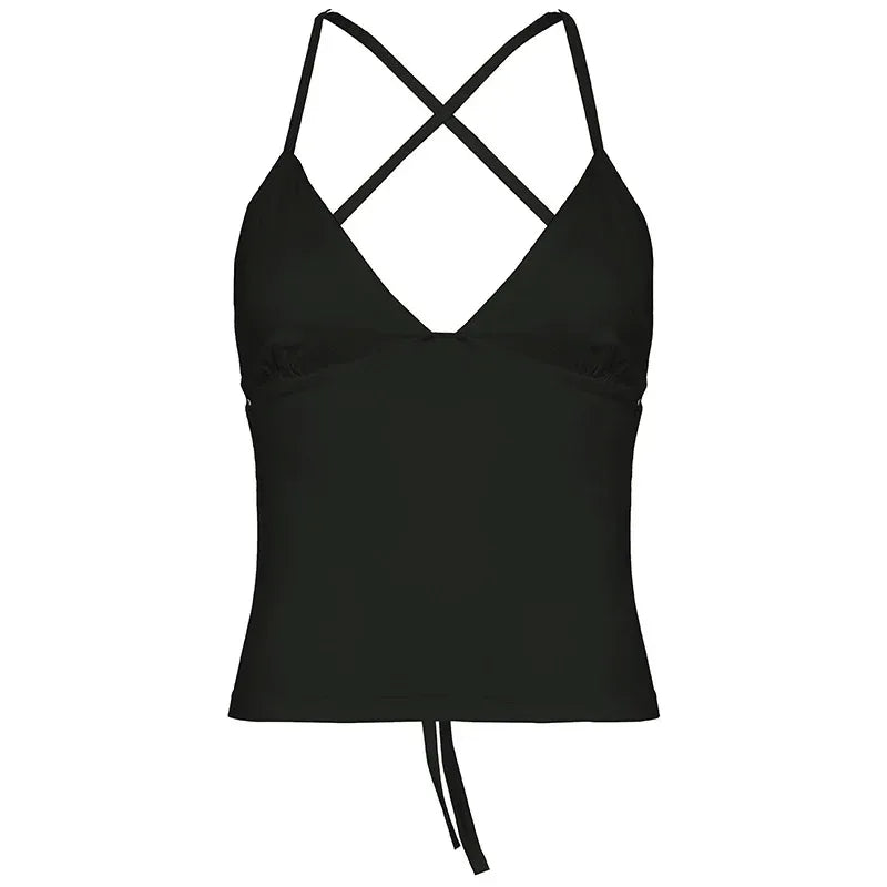 Solid Color And V-neck Hollow Out Strap Short Exercise Skirt Suit - DanaFashionstore
