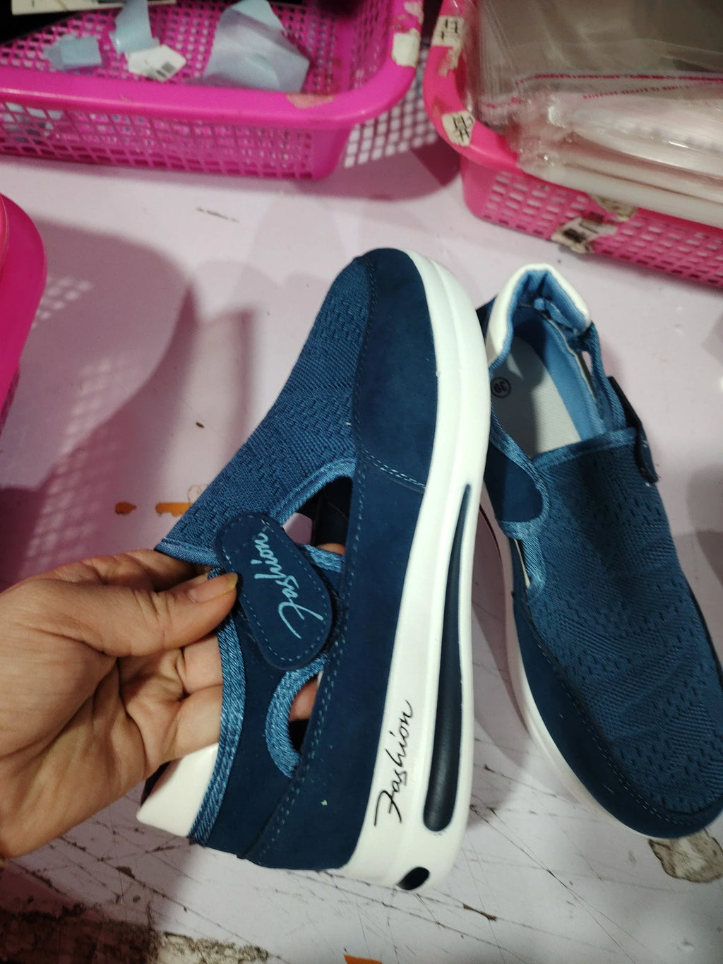 Flat Fly Knit Breathable Velcro Casual Mesh Shoes - DanaFashionstore