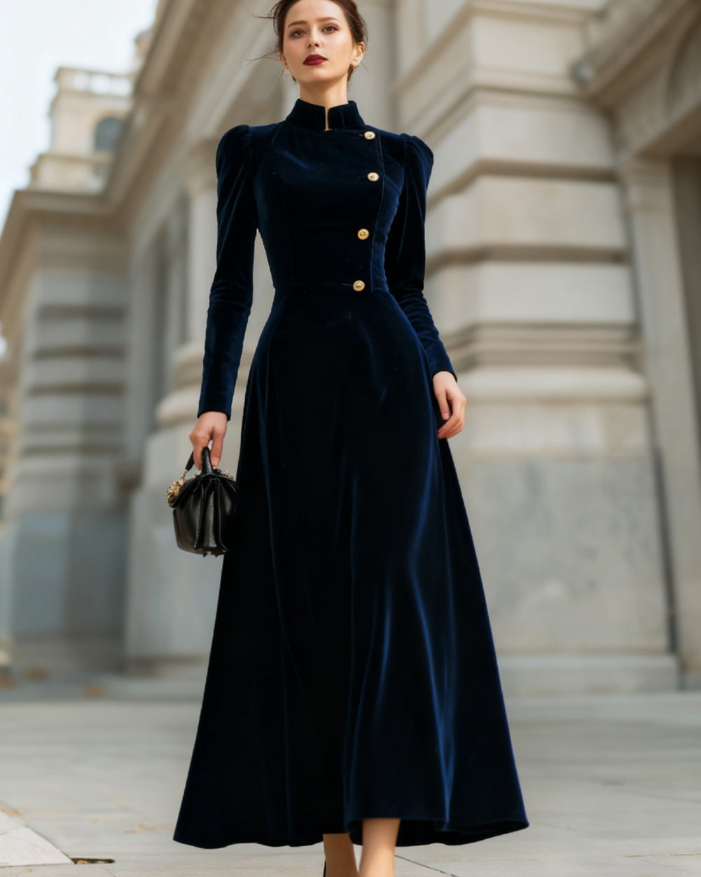 New Elegant Solid-color Velvet Dress For Women