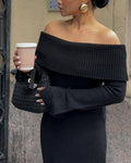 Off-the-shoulder Knitted Base Skirt Women - DanaFashionstore