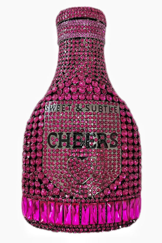 Champagne Bottle Rhinestone Evening Clutch Women's Bag - Dana Fashion