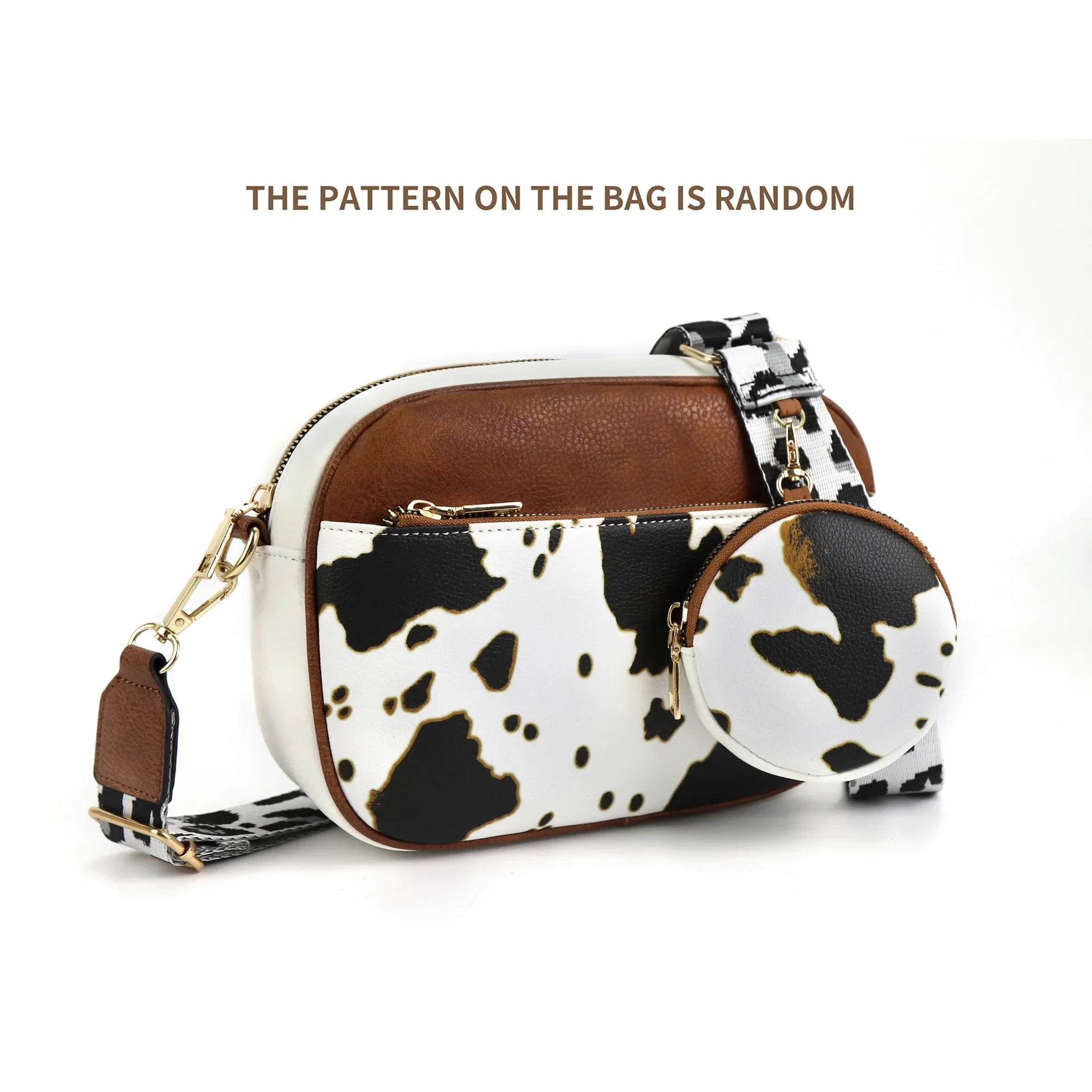 Cow Color Matching Multifunctional Zipper Crossbody Bag - DanaFashionstore