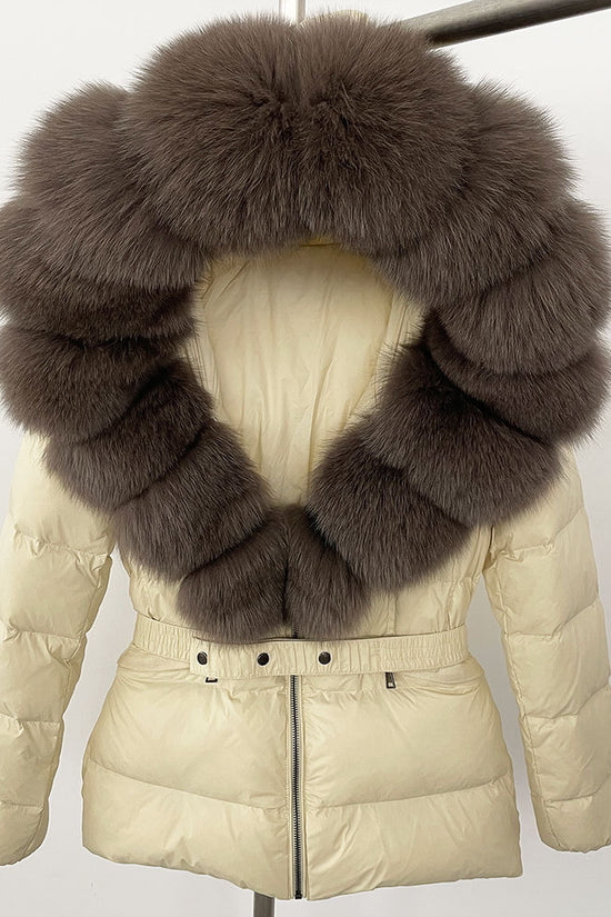 Short Women's Thickened Slim Fit Waist-tight Fur Down Jacket