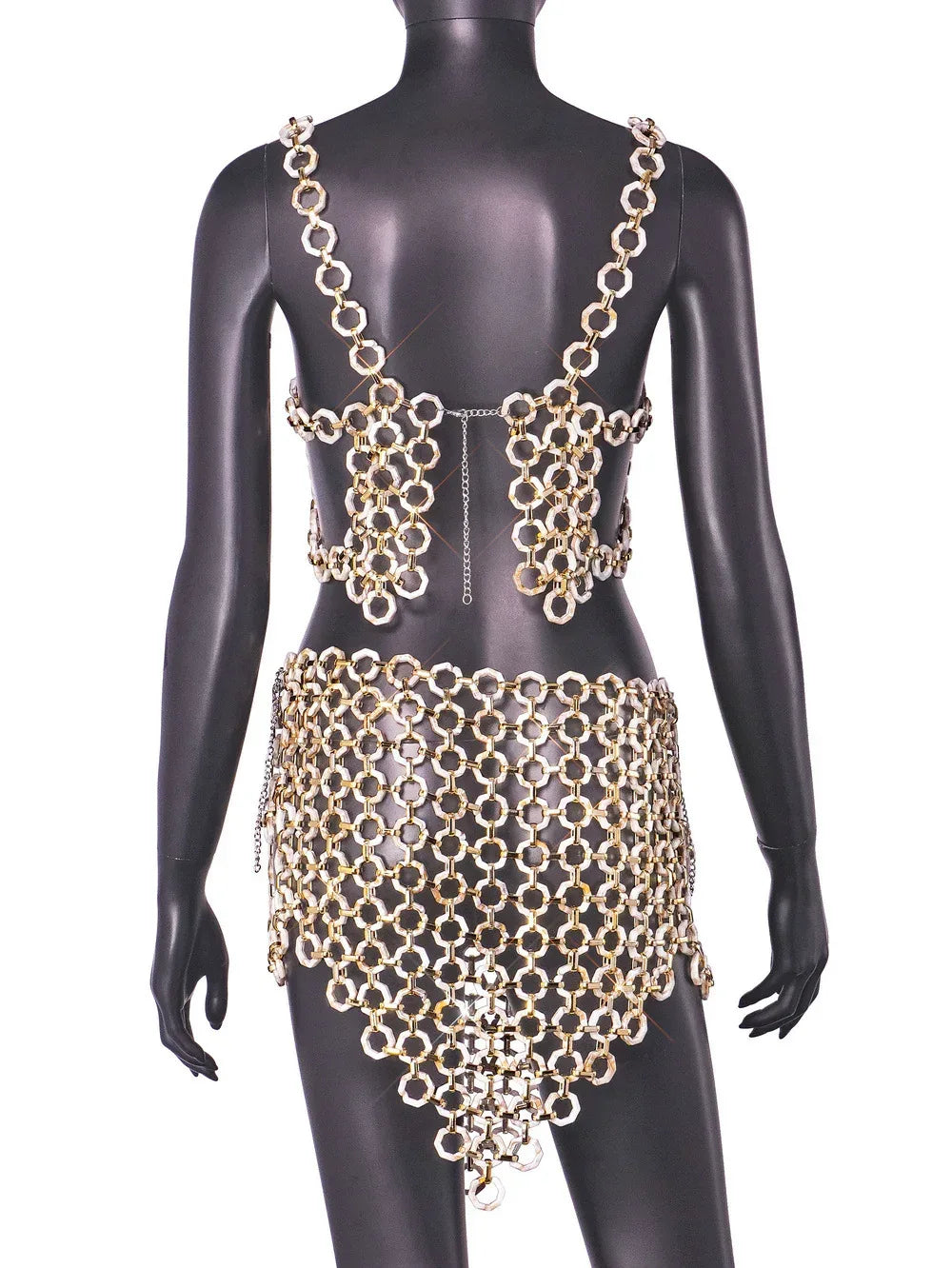 Slim-fit Backless Acrylic Overall Dress Set Women - DanaFashionstore