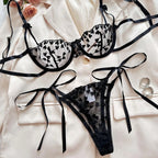 Romantic Love Embroidery Sexy Sling See-through Mesh With Steel Ring - DanaFashionstore