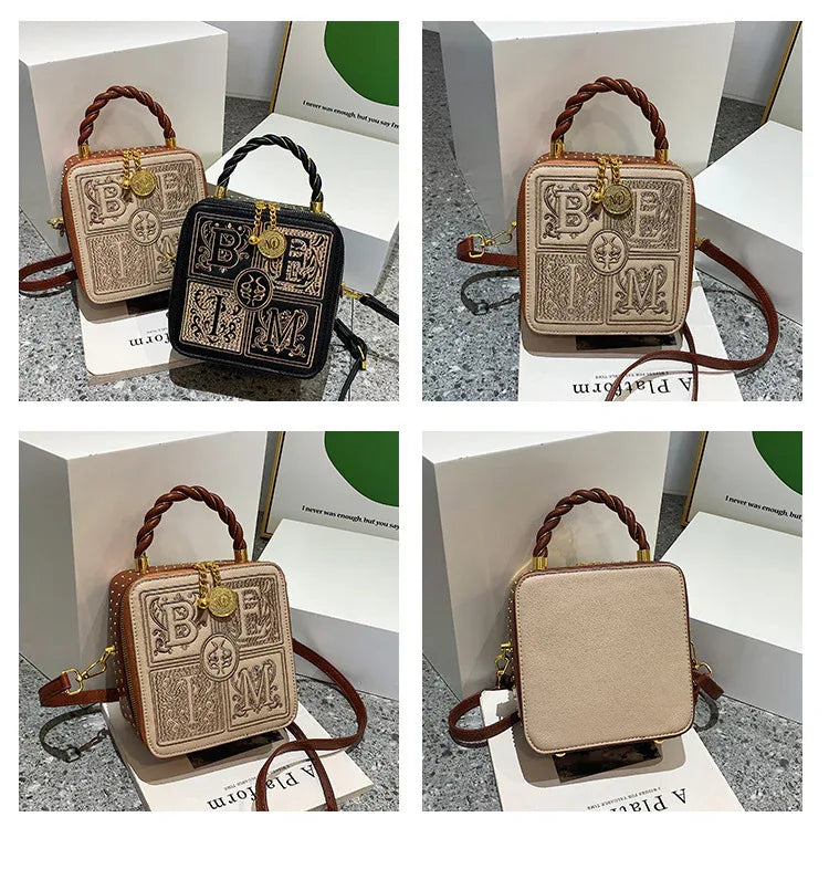 Versatile One Shoulder Crossbody Embroidered Small Square Bag - DanaFashionstore