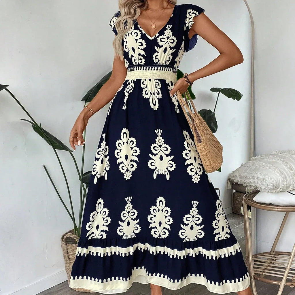 Cap Sleeve Ruffle Hem A-Line Dress 2026 - Casual Spaghetti Strap Dress - DanaFashionstore