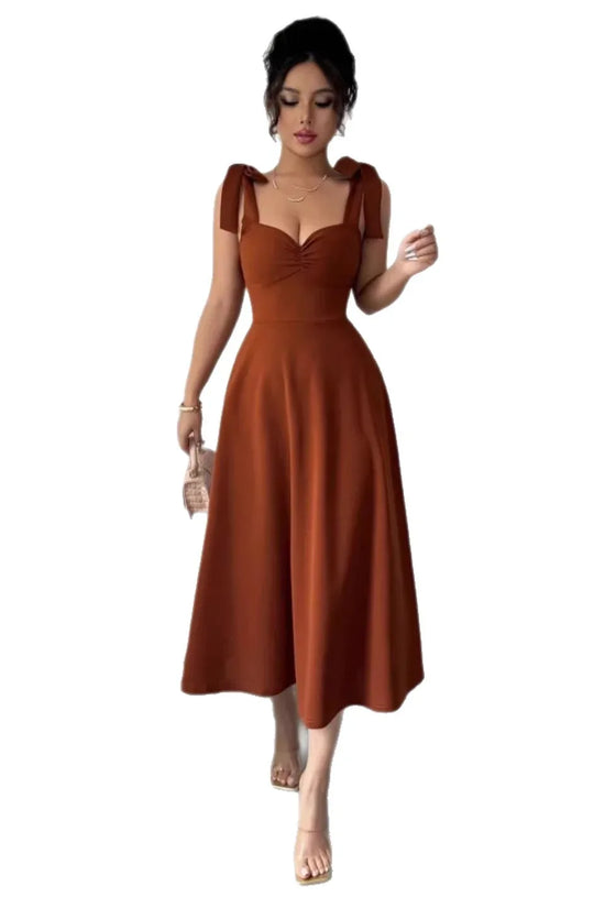 Lace-up Waist-cinching Maxi Dress - DanaFashionstore