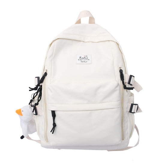 School Season New Fashion Backpack Fresh Middle School Students Korean Casual Solid Color Backpack