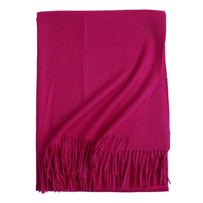 New Solid Color Wool Long Beard Warm Tassel Scarf Thick - DanaFashionstore