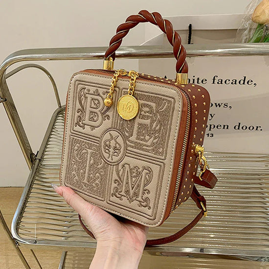 Versatile One Shoulder Crossbody Embroidered Small Square Bag - DanaFashionstore