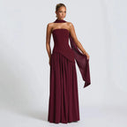 Fashion Sexy Backless Tube Top Pure Color Split Dress - DanaFashionstore